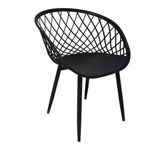 Πολυθρόνα Ezra pakoworld μαύρο pp-πόδι μαύρο μέταλλο 62.5x56x82εκ |  Πολυθρόνες τραπεζαρίας στο espiti