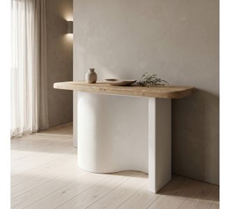 Κονσόλα Jeckie pakoworld ξύλο ελάτου-mdf oak-λευκό 120x38x80εκ |  Συρταριέρες -Κονσόλες στο espiti