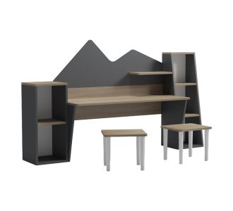Παιδικό γραφείο με σκαμπο Dualto pakoworld sonoma-ανθρακί 180x30x93.6εκ |  Παιδικά έπιπλα στο espiti
