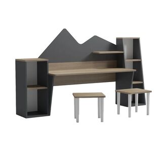 Παιδικό γραφείο με σκαμπο Dualto pakoworld sonoma-ανθρακί 180x30x93.6εκ |  Παιδικά έπιπλα στο espiti