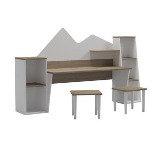 Παιδικό γραφείο με σκαμπο Dualto pakoworld sonoma-λευκό 180x30x93.6εκ |  Παιδικά έπιπλα στο espiti