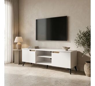 Έπιπλο τηλεόρασης Kemvio pakoworld  sonoma-λευκό 150x38x44εκ |  Έπιπλα τηλεόρασης στο espiti