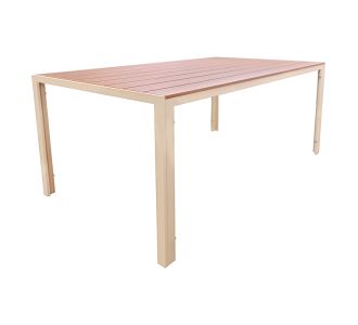 Τραπέζι Nares pakoworld αλουμίνιο cappuccino-plywood σε φυσική απόχρωση 140x80x72.5εκ |  Τραπέζια κήπου στο espiti