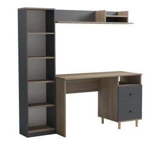 Σύνθεση γραφείου Kontor pakoworld sonoma-ανθρακί 120x50x160εκ |  Γραφεία στο espiti