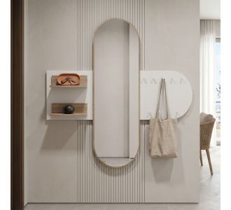 Κρεμάστρα με καθρέπτη Baunty pakoworld sonoma-λευκό 125x11x122εκ |  Βιτρίνες - Έπιπλα εισόδου στο espiti