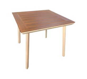 Τραπέζι Synergy pakoworld αλουμίνιο cappuccino-plywood σε φυσική απόχρωση 80x80x74εκ |  Τραπέζια κήπου στο espiti