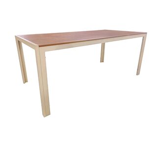 Τραπέζι Nares pakoworld αλουμίνιο cappuccino-plywood σε φυσική απόχρωση 180x90x72.5εκ |  Τραπέζια κήπου στο espiti