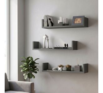 Ραφιέρα τοίχου Dark Megapap 3 τεμαχίων χρώμα ανθρακί 60x15x12εκ. |  Ραφιέρες τοίχου στο espiti