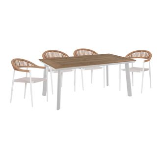 ΣΕΤ ΤΡΑΠΕΖΑΡΙΑΣ 5ΤΜΧ BERG HM10823.01 ΑΛΟΥΜΙΝΙΟ-POLYWOOD-TEXTILENE---ΛΕΥΚΟ |  Σετ τραπεζαρία κήπου στο espiti