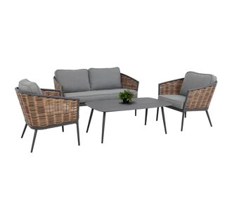 ΣΕΤ ΣΑΛΟΝΙ 4ΤΜΧ CASSIAN HM6552.01 ΑΛΟΥΜΙΝΙΟ & ΜΑΞΙΛΑΡΙΑ ΓΚΡΙ-ΜΠΕΖ P.E.RATTAN |  Σαλόνια κήπου στο espiti