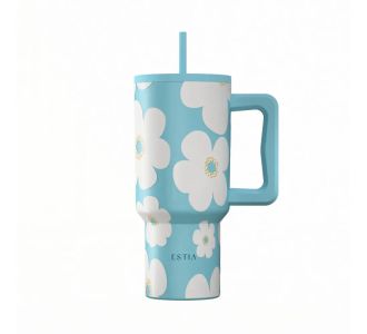 ESTIA ΘΕΡΜΟΣ STRAW TUMBLER XL SAVE THE AEGEAN 900ml BLUE DAISY - 01-41618 Estia |  Θερμός & Αξεσουάρ στο espiti