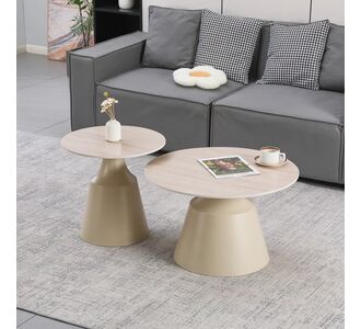 Τραπέζια σαλονιού Sculpt pakoworld σετ 2τεμ μέταλλο cappuccino- sintered stone σε όψης τραβερτίνης |  Τραπεζάκια σαλονιού στο espiti