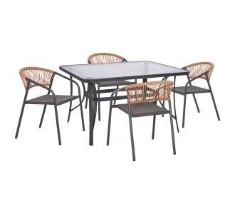 ΣΕΤ ΤΡΑΠΕΖΑΡΙΑΣ 5ΤΜΧ BRUNO HM10860.01 ΚΑΡΕΚΛΕΣ ΜΕΤΑΛΛΙΚΕΣ & ΤΡΑΠΕΖΙ 140x80εκ ΓΚΡΙ |  Σετ τραπεζαρία κήπου στο espiti