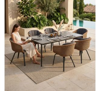 ΣΕΤ ΤΡΑΠΕΖΑΡΙΑΣ 7ΤΜΧ VICTUS HM10862.01 ΓΚΡΙ ΑΛΟΥΜ.-SINTERED STONE-OLEFIN--WICKER |  Σετ τραπεζαρία κήπου στο espiti