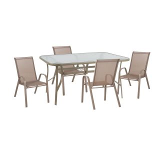 ΣΕΤ ΤΡΑΠΕΖΑΡΙΑΣ ΕΞΩΤ.ΧΩΡΟΥ 5ΤΜΧ LEON HM10882.14 ΤΡΑΠΕΖΙ & 4 ΠΟΛΥΘΡΟΝΕΣ--ΣΑΜΠΑΝΙ |  Σετ τραπεζαρία κήπου στο espiti