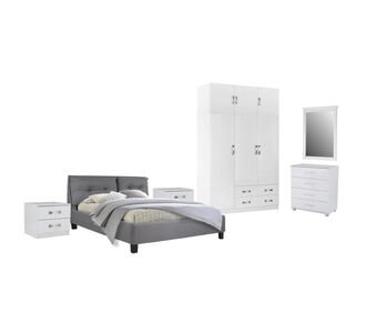 ΣΕΤ ΚΡΕΒΑΤΟΚΑΜΑΡΑΣ 6ΤΜΧ CARLY HM10884.05 ΜΕΛΑΜΙΝΗ ΛΕΥΚΗ-ΥΦΑΣΜΑ ΓΚΡΙ |  Σετ Κρεβατοκάμαρας στο espiti
