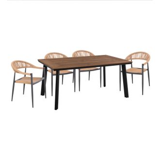 ΣΕΤ ΤΡΑΠΕΖΑΡΙΑΣ 5ΤΜΧ TABER HM10834.02 ΑΛΟΥΜ. ΣΚΟΥΡΟ ΓΚΡΙ--POLYWOOD--P.E.RATTAN ΜΠΕΖ |  Σετ τραπεζαρία κήπου στο espiti