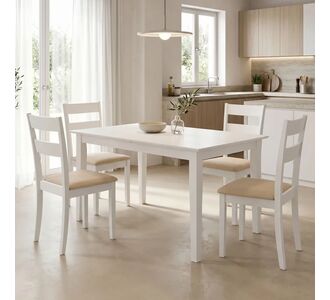Τραπεζαρία Dallan Mabor pakoworld 5τεμ λευκό rubberwood 120-150x80x73,8εκ |  Σετ τραπεζαρίες στο espiti