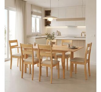 Τραπεζαρία Dallan Country pakoworld 7τεμ σε φυσική απόχρωση rubberwood 120-150x80x74εκ |  Σετ τραπεζαρίες στο espiti