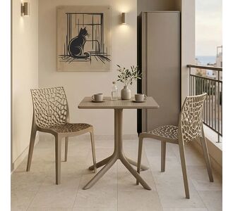 Τραπεζαρία Groovy Hush pakoworld σετ 3τεμ cappuccino PP 60x60x76εκ |  Σετ τραπεζαρία κήπου στο espiti