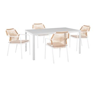 ΣΕΤ ΤΡΑΠΕΖΑΡΙΑΣ 5ΤΜΧ OFER HM21020 ΚΑΡΕΚΛΕΣ ΑΛΟΥΜ. & ΜΕΤΑΛ.ΤΡΑΠΕΖΙ 150x90εκ--ΛΕΥΚΟ |  Σετ τραπεζαρία κήπου στο espiti