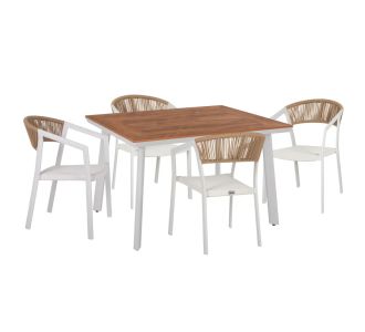 ΣΕΤ ΤΡΑΠΕΖΑΡΙΑΣ 5ΤΜΧ TABER HM10837.02 ΚΑΡΕΚΛΕΣ & ΤΡΑΠΕΖΙ ΑΛΟΥΜ.-POLYWOOD--ΛΕΥΚΟ |  Σετ τραπεζαρία κήπου στο espiti