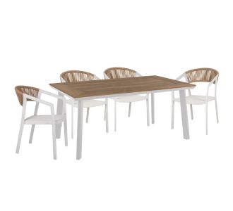 ΣΕΤ ΤΡΑΠΕΖΑΡΙΑΣ 5ΤΜΧ TABER HM10838.01 ΚΑΡΕΚΛΕΣ & ΤΡΑΠΕΖΙ ΑΛΟΥΜ.-POLYWOOD--ΛΕΥΚΟ |  Σετ τραπεζαρία κήπου στο espiti