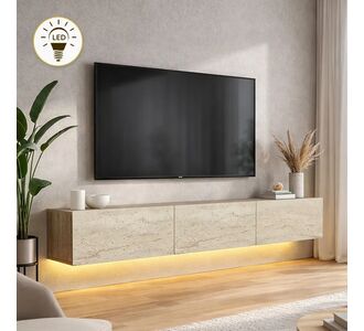 Έπιπλο τηλεόρασης επιτοίχιο Damla Megapap με LED χρώμα travertine 180x29,5x29,5εκ. |  Έπιπλα τηλεόρασης στο espiti