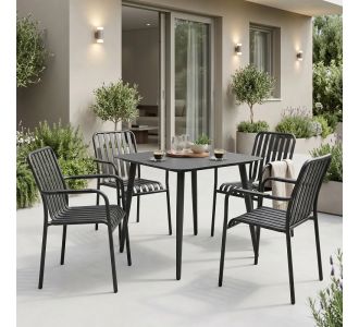 Τραπεζαρία Heven Vista pakoworld σετ 5τεμ μαύρο αλουμίνιο 80x80x72εκ |  Σετ τραπεζαρία κήπου στο espiti