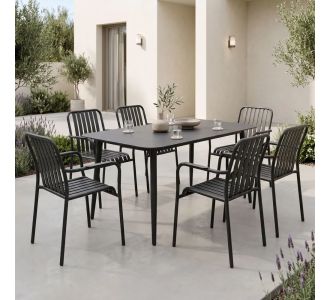 Τραπεζαρία Heven Vista pakoworld σετ 7τεμ μαύρο αλουμίνιο 120x70x72εκ |  Σετ τραπεζαρία κήπου στο espiti