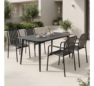 Τραπεζαρία Heven Vista pakoworld σετ 5τεμ μαύρο αλουμίνιο 120x70x72εκ |  Σετ τραπεζαρία κήπου στο espiti