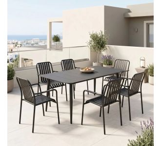Τραπεζαρία Heven Vista pakoworld σετ 7τεμ μαύρο αλουμίνιο 150x80x72εκ |  Σετ τραπεζαρία κήπου στο espiti