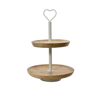 Beauty Home Διώροφη Ταρτιέρα από Ξύλο Μάνγκο 25 x 37 cm       |  Διακοσμητκά στο espiti