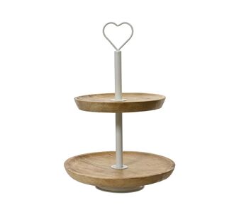 Beauty Home Διώροφη Ταρτιέρα από Ξύλο Μάνγκο 25 x 37 cm       |  Διακοσμητκά στο espiti