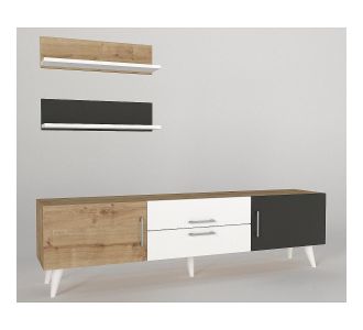 Σύνθετο ArteLibre OREGON Sapphire/Ανθρακί/Μπεζ Μοριοσανίδα 160x32x45cm 14410171 ArteLibre |  Συνθέσεις σαλονιού στο espiti