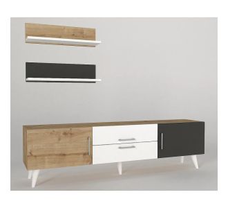 Σύνθετο ArteLibre OREGON Sapphire/Ανθρακί/Μπεζ Μοριοσανίδα 160x32x45cm 14410171 ArteLibre |  Συνθέσεις σαλονιού στο espiti