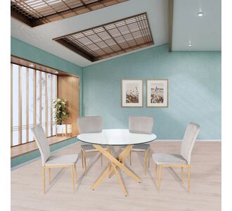 Τραπέζι ArteLibre KATLA Διάφανο/Φυσικό Γυαλί/Ξύλο 120x120x75cm 14320034 ArteLibre |  Τραπέζια στο espiti