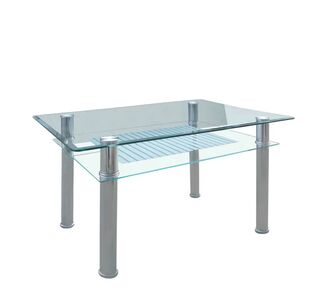 Τραπέζι ArteLibre BLANC Διάφανο/Χρώμιο Γυαλί/Μέταλλο 90x60x75cm 14320038 ArteLibre |  Τραπέζια στο espiti