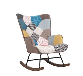 Πολυθρόνα Κουνιστή ArteLibre GERDA Patchwork Ύφασμα/Μέταλλο/Ξύλο 84x69x90cm 14770012 ArteLibre |  Πολυθρόνες σαλονιού στο espiti