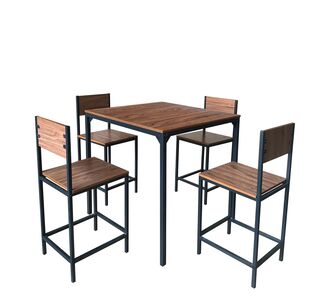Σετ Τραπεζαρία (4+1) ArteLibre KOSI Καφέ/Μαύρο MDF/Μελαμίνη 90x90x90cm 14370057 ArteLibre |  Σετ τραπεζαρίες στο espiti