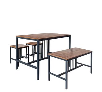 Σετ Τραπεζαρία (3+1) ArteLibre GOMTI Καφέ/Μαύρο MDF/Μελαμίνη 110x70x75cm 14370058 ArteLibre |  Σετ τραπεζαρίες στο espiti