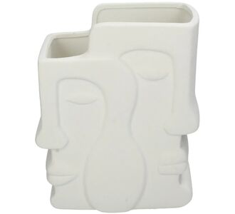 Βάζο ArteLibre Πρόσωπο Λευκό Κεραμικό 17.5x9.3x20.8cm 05153874 ArteLibre |  Βάζα στο espiti