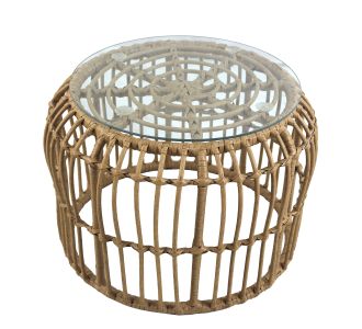 Τραπεζάκι Κήπου ArteLibre ALBIUS Φυσικό Rattan/Μέταλλο/Γυαλί Φ50x35cm 14510025 ArteLibre |  Τραπέζια κήπου στο espiti