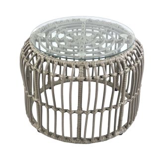 Τραπεζάκι Κήπου ArteLibre ALBIUS Γκρι Rattan/Μέταλλο/Γυαλί Φ50x35cm 14510026 ArteLibre |  Τραπέζια κήπου στο espiti