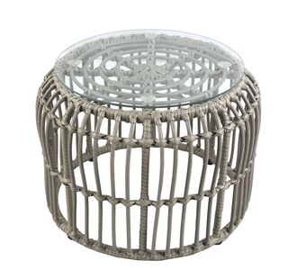 Τραπεζάκι Κήπου ArteLibre ALBIUS Γκρι Rattan/Μέταλλο/Γυαλί Φ50x35cm 14510026 ArteLibre |  Τραπέζια κήπου στο espiti
