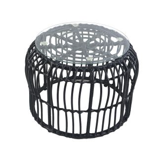 Τραπεζάκι Κήπου ArteLibre ALBIUS Μαύρο Rattan/Μέταλλο/Γυαλί Φ50x35cm 14510027 ArteLibre |  Τραπέζια κήπου στο espiti