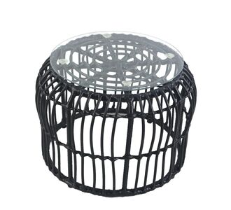 Τραπεζάκι Κήπου ArteLibre ALBIUS Μαύρο Rattan/Μέταλλο/Γυαλί Φ50x35cm 14510027 ArteLibre |  Τραπέζια κήπου στο espiti