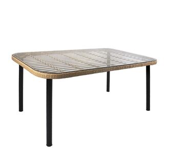 Τραπέζι Κήπου ArteLibre AMPIUS Φυσικό/Μαύρο Μέταλλο/Rattan/Γυαλί 160x90x73cm 14510029 ArteLibre |  Τραπέζια κήπου στο espiti