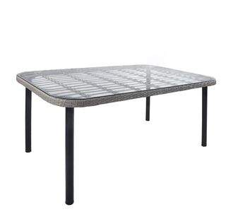 Τραπέζι Κήπου ArteLibre AMPIUS Γκρι/Μαύρο Μέταλλο/Rattan/Γυαλί 160x90x73cm 14510030 ArteLibre |  Τραπέζια κήπου στο espiti
