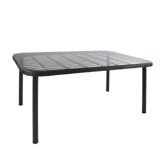 Τραπέζι Κήπου ArteLibre AMPIUS Μαύρο Μέταλλο/Rattan/Γυαλί 160x90x73cm 14510031 ArteLibre |  Τραπέζια κήπου στο espiti